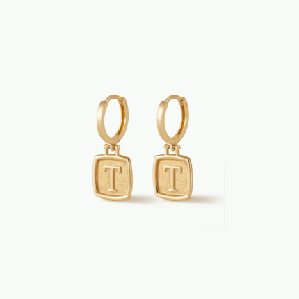 14K Gold Monogram Square Stud Earrings