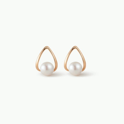 Modern 18K Gold Earrings with Freshwater Pearl