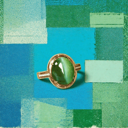Cat's Eye Jasper & Diamond Ring