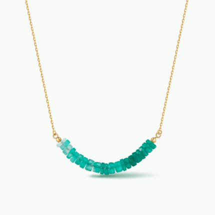 Agate Bead Necklace in 14K Gold
