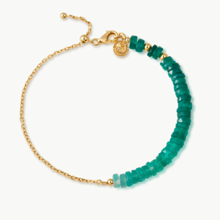 Green Agate Bracelet in 14K Gold