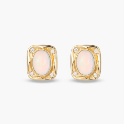 African Opal Earrings in 18K Gold