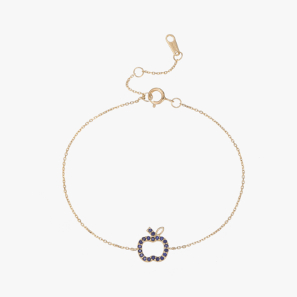 Sapphire Apple Charm Bracelet - 10K Gold Manifestation Jewelry | Black Friday Special